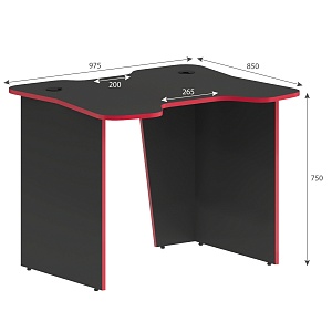 Игровой компьютерный стол SKILLL SKL 100CB, антрацит/красный, 1000х850х755 мм